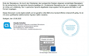 Übersetzung mit elektronischer Signatur