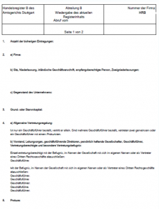 Muster Handelsregisterauszug