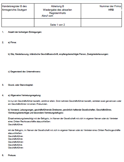 Muster Handelsregisterauszug