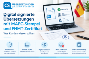 MAEC Übersetzung Spanisch Deutsch mit elektronischer Signatur